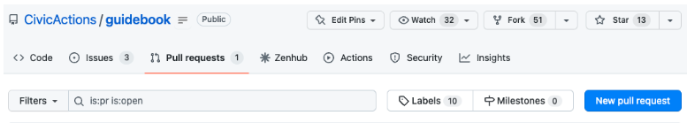 Screenshot of GitHub navigation menu with the label "Pull requests" selected.